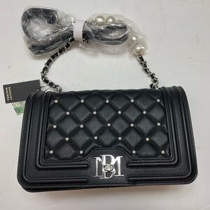 Badgley Mischka Black Vegan Leather Letter lock Crossbody